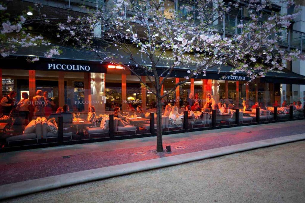 Blooming tree in front of Piccolino Birmingham.
