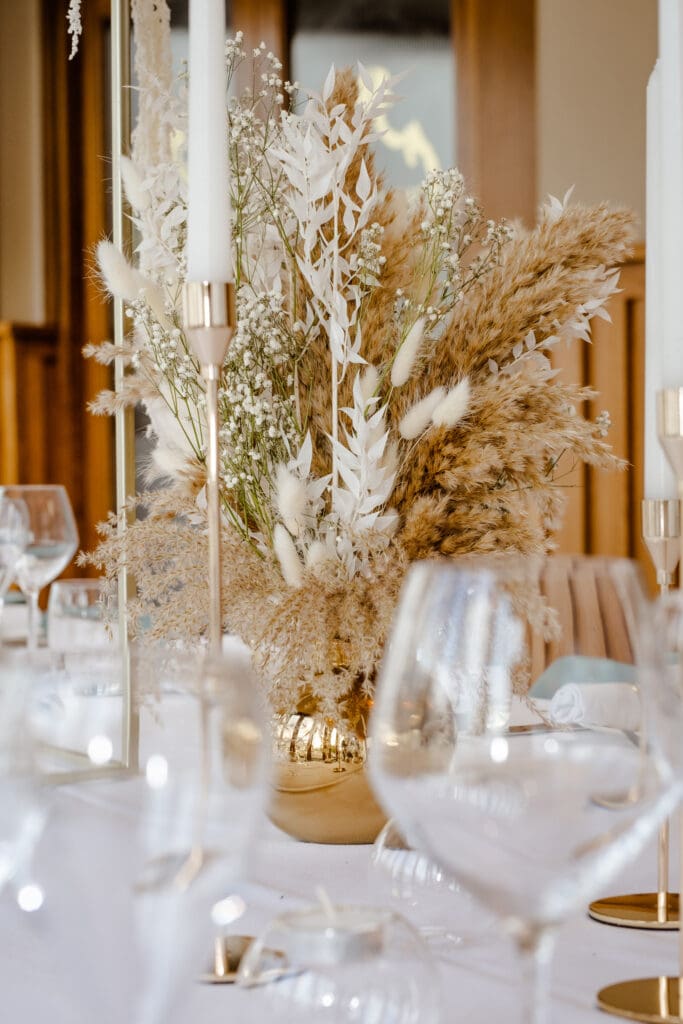 White table decorations.