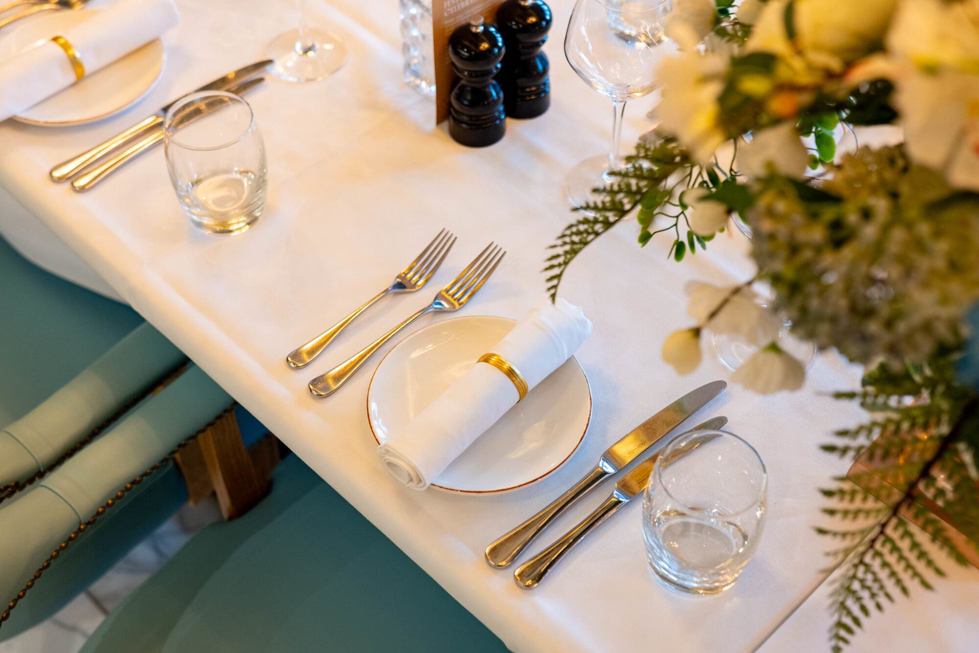 Close photo of a table set for dining.
