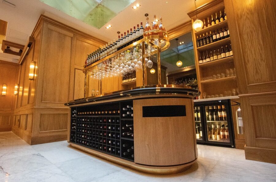 Fully stocked wine, Prosecco and champagne cabinets at Piccolino Italian restaurant.